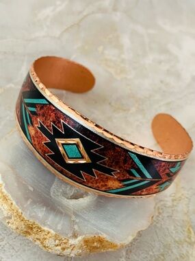 Southwest Native American Inspired Copper Cuff Bracelet